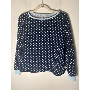 Joyspun Navy Heart Cotton Pajama Pants Set Sz 12/14